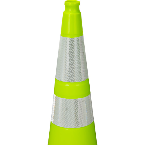 Premium Traffic Cone, 36", Lime Green, 4" & 6" Reflective Collar(s) Les Distributions ICE