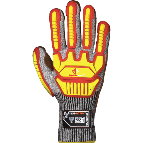 Gants antichocs TenActiv STAGBLPVB, Grand, Paume en Cuir de vache, Poignet Poignet en tricot Les Distributions ICE