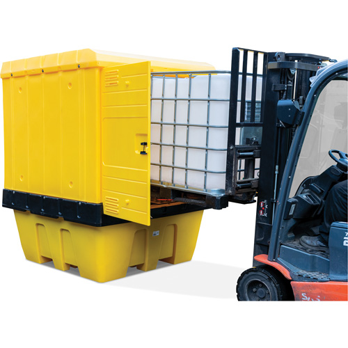 Hard Cover IBC Spill Pallet, 70" L x 70" W x 90" H, 1135 lbs. Load Capacity Les Distributions ICE