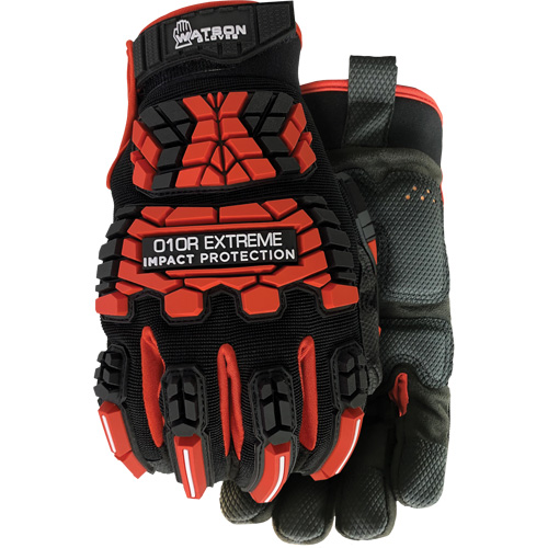 010R Extreme Red Impact Resistant Gloves, X-Small, Microfibre Palm, Hook & Loop Cuff Les Distributions ICE