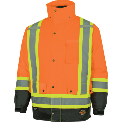 Parka de s&eacute;curit&eacute; d'hiver imperm&eacute;able 7-en-1 5056 Pioneer Yukon, Polyester, Noir/Orange haute visibilit&eacute;, T-petit Les Distributions ICE