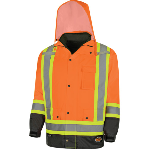 Parka de s&eacute;curit&eacute; d'hiver imperm&eacute;able 7-en-1 5056 Pioneer Yukon, Polyester, Noir/Orange haute visibilit&eacute;, T-petit Les Distributions ICE