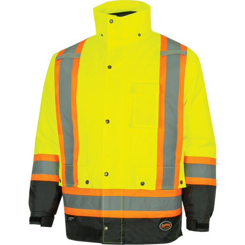 Parka de s&eacute;curit&eacute; d'hiver imperm&eacute;able 7-en-1 5057 Pioneer Yukon, Polyester, Noir/Jaune lime haute visibilit&eacute;, T-petit Les Distributions ICE
