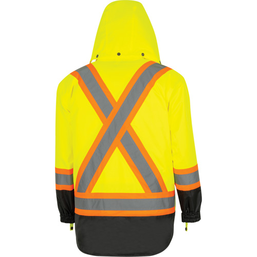 Parka de s&eacute;curit&eacute; d'hiver imperm&eacute;able 7-en-1 5057 Pioneer Yukon, Polyester, Noir/Jaune lime haute visibilit&eacute;, T-petit Les Distributions ICE