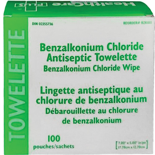 BZK Benzalkonium Chloride Towelette, Towelette, Antiseptic Les Distributions ICE