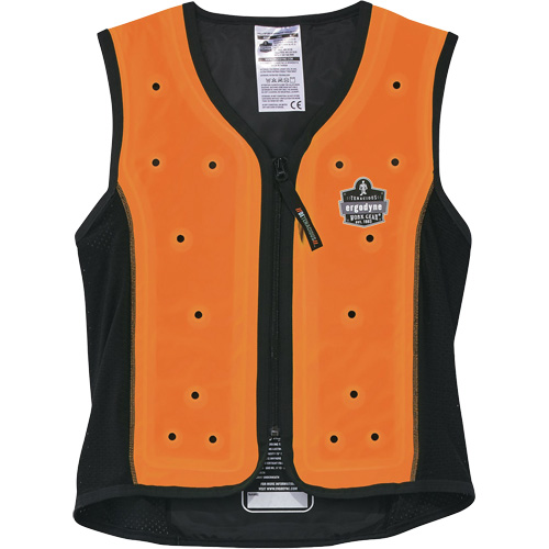 Chill-Its 6685 Dry Evaporative Cooling Vest with Zipper Closure, 4X-Large, Orange Les Distributions ICE