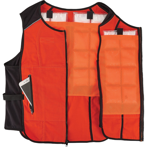 Chill-Its 6260 Lightweight Phase Change Cooling Vest with Rechargeable Packs, Small/Medium, Orange Les Distributions ICE