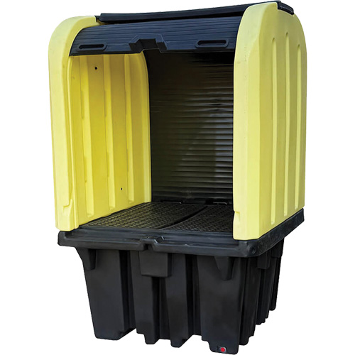Yellow Roll Top Hardcover Spill Pallet, 65" L x 65" W x 101" H, 5000 lbs. Load Capacity Les Distributions ICE