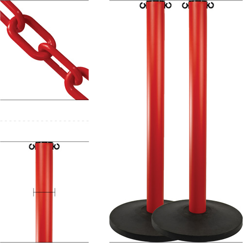 Industrial Stanchion Kit with Plastic Chain, 37" High, Red Les Distributions ICE