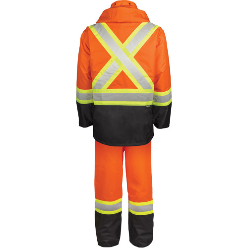 Ensemble de pluie haute visibilit&eacute; en tissu 150 deniers, Polyester, T-Grand, Orange haute visibilit&eacute; Les Distributions ICE