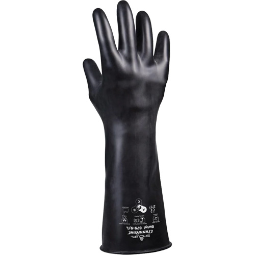 879 Acid-Resistant Gloves, Size 2X-Large/11, 14" L, Butyl Rubber, 28-mil Les Distributions ICE