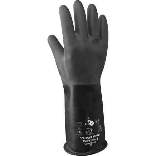 879R Acid-Resistant Gloves, Size Medium/8, 14" L, Butyl Rubber, 28-mil Les Distributions ICE