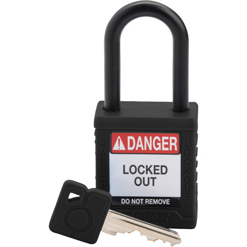 Cadenas de verrouillage de s&eacute;curit&eacute; Velocity, Noir, Cl&eacute;s diff&eacute;rentes, Nylon, Largeur de 1-1/2" Les Distributions ICE