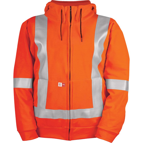 High-Visibility Wind Resistant Zip-Front Sweatshirt with DetachableHood, Men's, Large, High Visibility Orange, 27.7 cal/cm² Les Distributions ICE