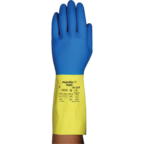 Gants r&eacute;sistants aux produits chimiques AlphaTec 87-224, Taille 10, 12,8" lo, N&eacute;opr&egrave;ne/Latex de caoutchouc, Doublure en Coton/Ouat&eacute;e, 26,8 mils Les Distributions ICE