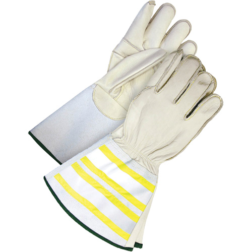 High-Visibility Utility Gloves with 6.25" Cuff, 2X-Large, Grain Cowhide Palm Les Distributions ICE
