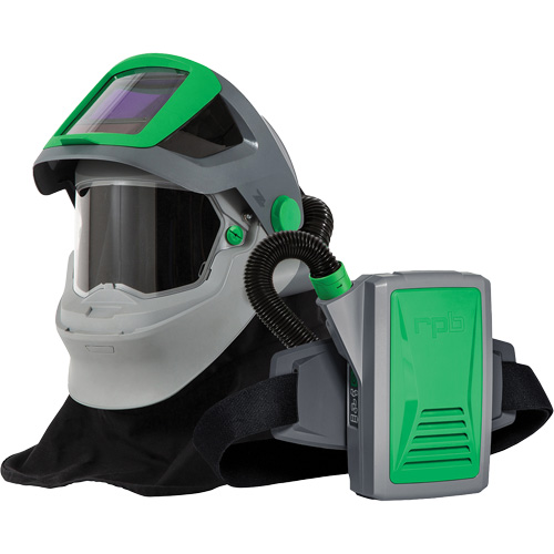 Respirateur de soudage Z4 avec cape &agrave; l'&eacute;paule FR & APR motoris&eacute; PX5, Respirateur &agrave; masque/Masque de soudage Les Distributions ICE