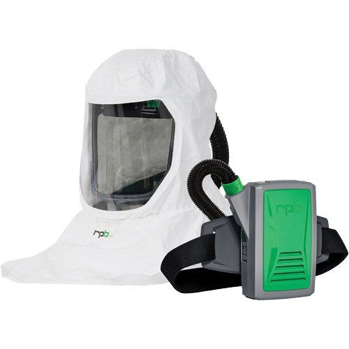 Respirateur T-Link avec casquette, tube de respiration, montage &agrave; la ceinture & APR motoris&eacute; PX5, Cagoule ample & visi&egrave;re, Pile Lithium-ion Les Distributions ICE
