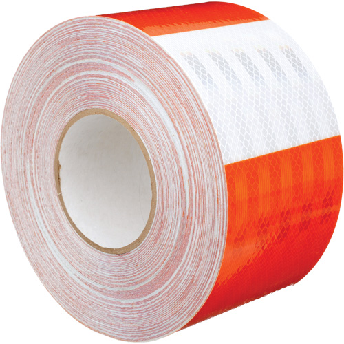 High Intensity Grade Flexible Work Zone Sheeting 382VHIP, 5" W x 150' L, Orange and White Les Distributions ICE
