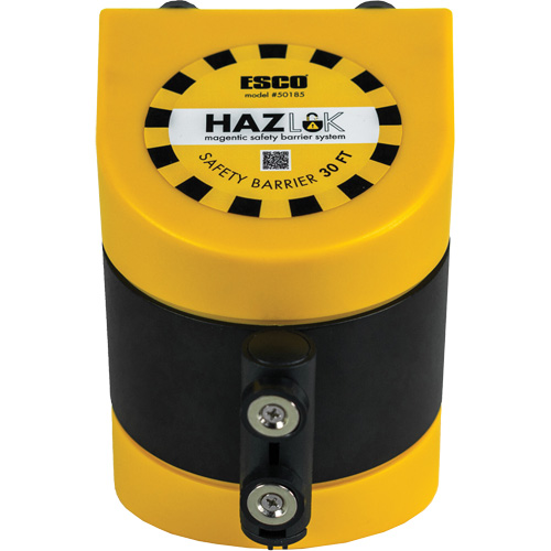 HAZLOK Safety Barrier System, Plastic, Magnetic Mount, 30', Black and Yellow Tape Les Distributions ICE