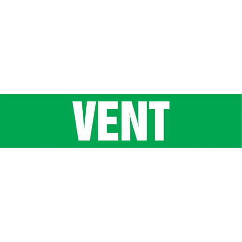 "Vent" Pipe Markers, Self-Adhesive, 2-1/2" H x 12" W, White on Green Les Distributions ICE