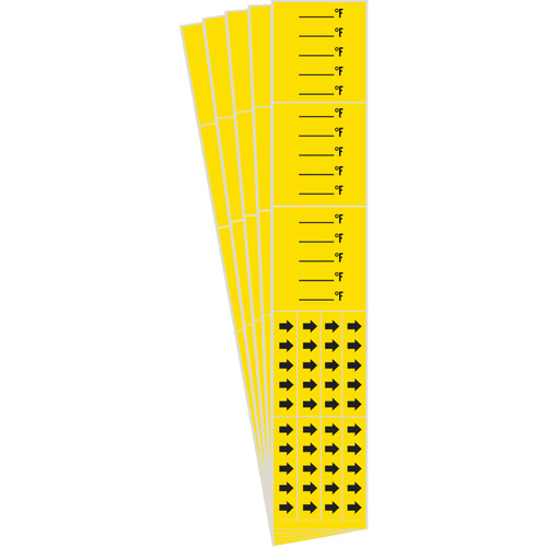 "Blank °F" Pipe Markers, Self-Adhesive, 2-1/4" H x 14" W, Black on Yellow Les Distributions ICE