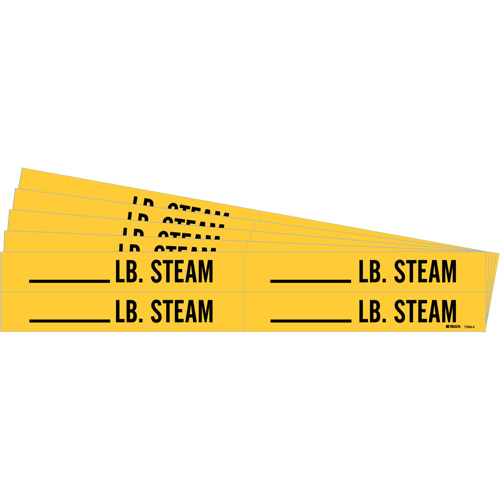 "Blank LB. Steam" Pipe Markers, Self-Adhesive, 1-1/8" H x 7" W, Black on Yellow Les Distributions ICE