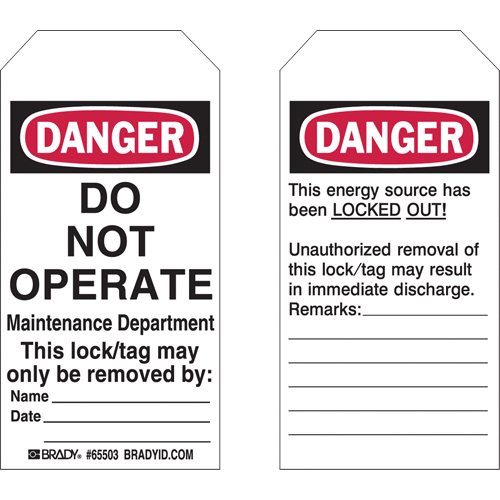 Lockout Tags, Plastic, 3" W x 5-1/2" H, English Les Distributions ICE