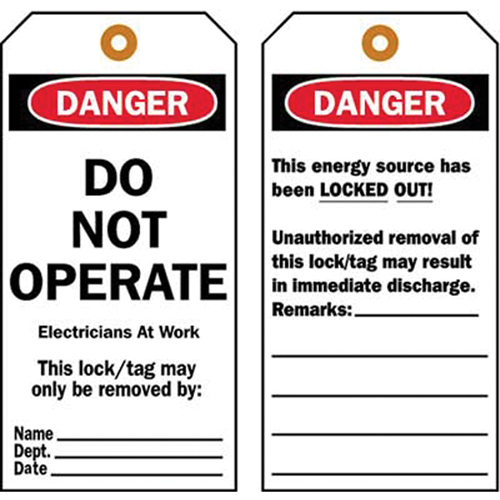 Lockout Tags, Plastic, 3" W x 5-1/2" H, English Les Distributions ICE