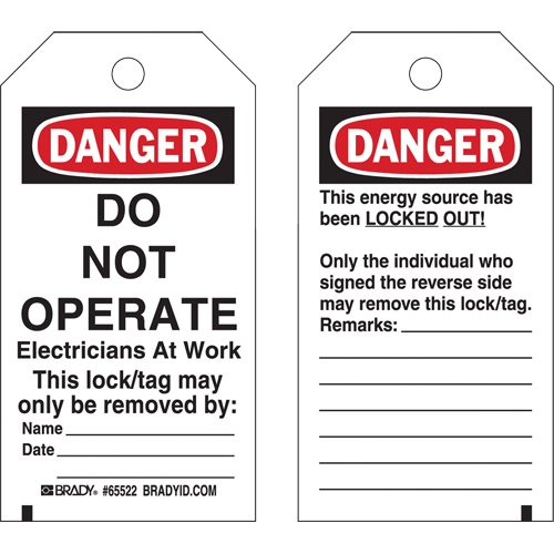 Lockout Tags, Plastic, 3" W x 5-1/2" H, English Les Distributions ICE