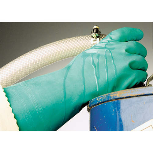 Gants &agrave; prise emboss&eacute;e &agrave; motif en Z StanSolv, Taille Moyen/8, 14" lo, Nitrile, Doublure en Interlock, 11 mils Les Distributions ICE