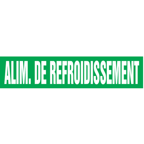 Marqueurs de tuyau "Alim. de Refroidissement", Autocollant, 2-1/2" h x 12" la, Blanc/vert Les Distributions ICE