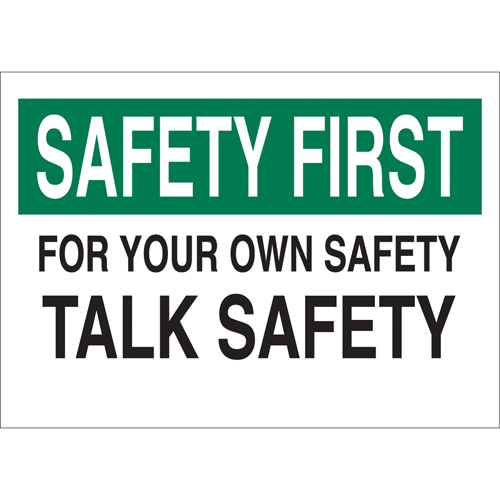 "Talk Safety" Sign, 10" x 14", Aluminum, English Les Distributions ICE