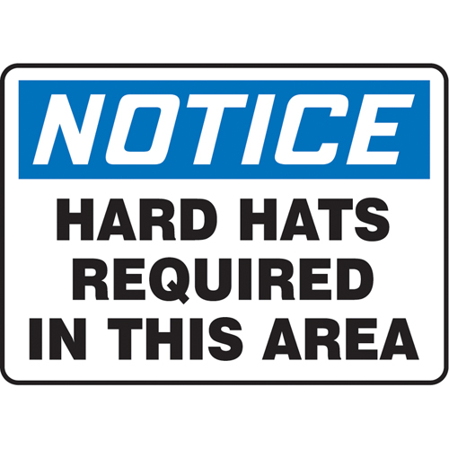 Enseigne  Hard Hats Required , 10" x 14", Vinyle, Anglais Les Distributions ICE