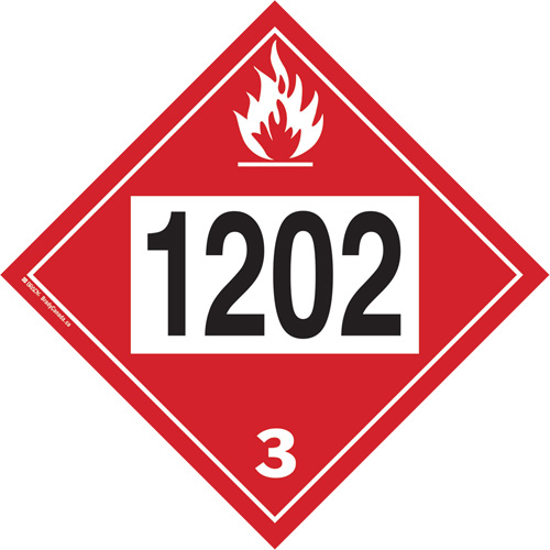 1202 Fuel Oil Flammable Liquid TDG Placard, Plastic Les Distributions ICE
