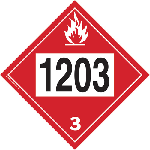 Plaque-&eacute;tiquette TMD 1203 pour liquide inflammable essence & essence-alcohol, Plastique Les Distributions ICE