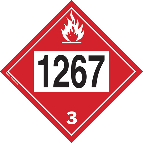 1267 Petroleum Crude Oil Flammable Liquid TDG Placard, Adhesive Vinyl Les Distributions ICE