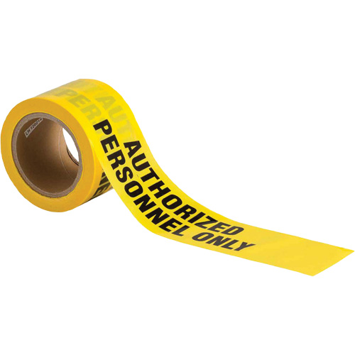 Barricade Tape, English, 3" W x 200' L, 3 mils, Black on Yellow Les Distributions ICE