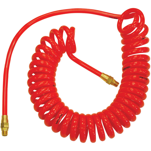 Tuyaux &agrave; air autor&eacute;tractables en polyur&eacute;thane Flexcoil a/raccords, Air, 1/4" DI x 30' lo, Polyur&eacute;thane, 140 psi &agrave; 23 °C Les Distributions ICE