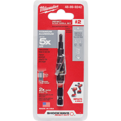 Foret &eacute;tag&eacute; #2 Shockwave Impact Duty, 3/16" - 1/2", Incr&eacute;ments de 1/16", Titane Les Distributions ICE