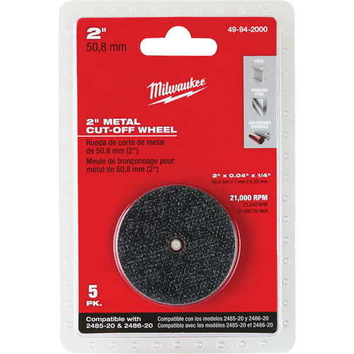 Disque &agrave; tronçonner pour meuleuse &agrave; angle droit M12 Fuel, 2" x 0,04", Arbre de 1/4", Type 1, Oxyde d'aluminium, 21000 Tr/min Les Distributions ICE