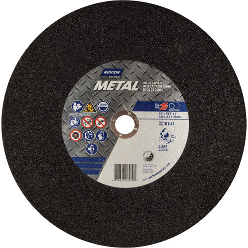Metal A Chop Saw Cut-Off Wheel, 14" x 3/32", 1" Arbor, Type 01/41, Aluminum Oxide, 4365 RPM Les Distributions ICE