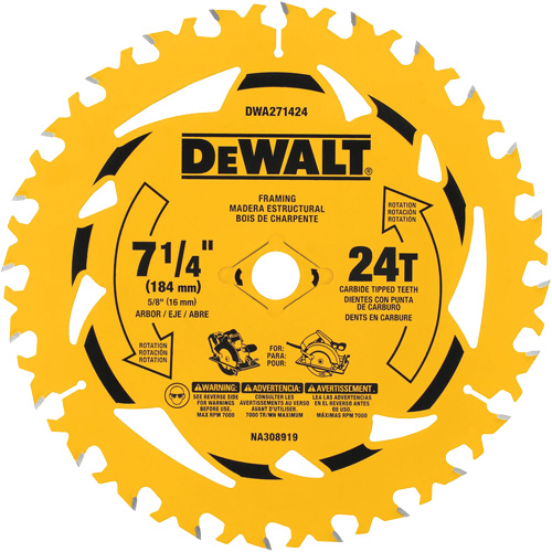Lame de scie circulaire, 7-1/4", 24 dents, Pour Bois Les Distributions ICE