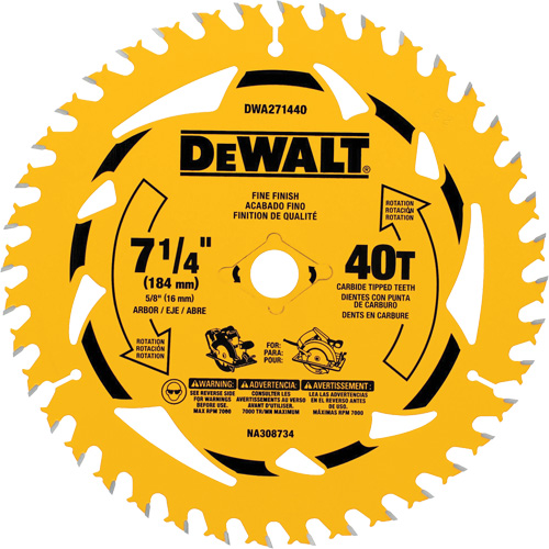 Lame de scie circulaire, 7-1/4", 40 dents, Pour Bois Les Distributions ICE