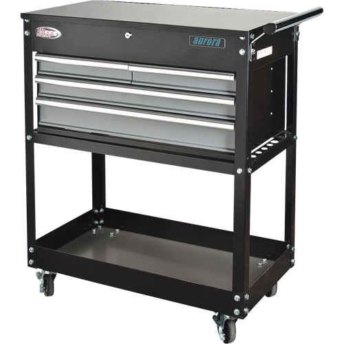 Utility Cart, 4 Drawers, 18" L x 33" W x 39" H, Black Les Distributions ICE