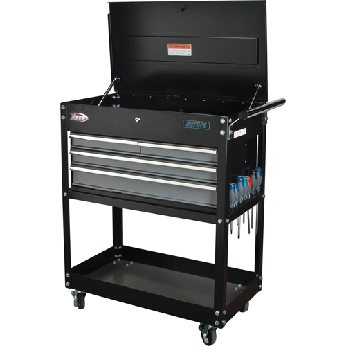 Utility Cart, 4 Drawers, 18" L x 33" W x 39" H, Black Les Distributions ICE