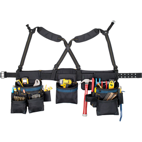 Carpenter's Tool Belt, Polyester, Black Les Distributions ICE