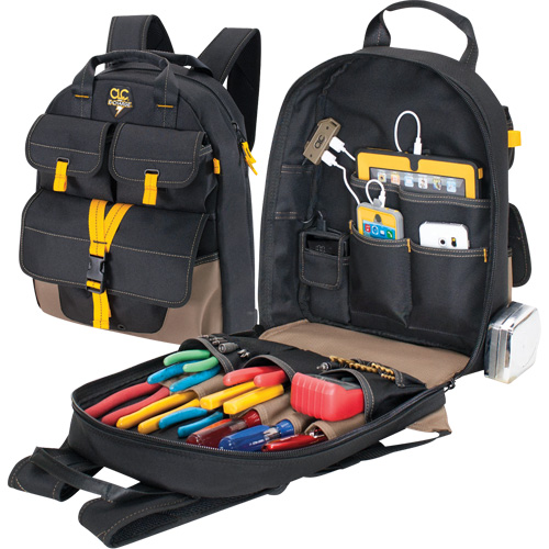 Sac &agrave; dos avec prises de recharge pour appareils &eacute;lectroniques, 13-1/2" lo x 5-1/4" la, Noir, Polyester Les Distributions ICE