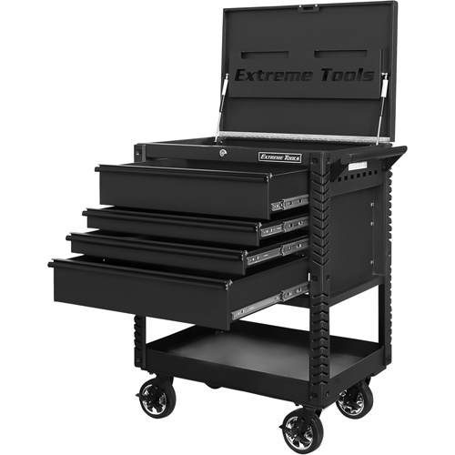 EX Deluxe Series Tool Cart, 4 Drawers, 22-7/8" L x 33" W x 44-1/4" H, Black Les Distributions ICE
