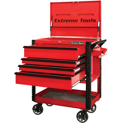EX Deluxe Series Tool Cart, 4 Drawers, 22-7/8" L x 33" W x 44-1/4" H, Red Les Distributions ICE